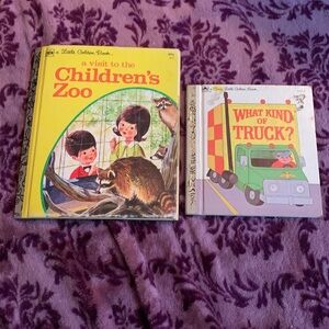Little Golden Book, “A visit to the children’s zoo”  and “What kind of truck?”